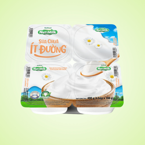 Lốc 4 Hộp Sữa Chua Ăn Ít Đường Nutimilk 100g