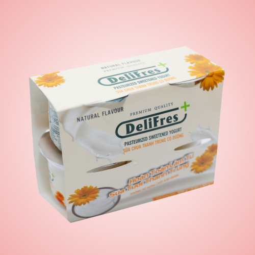 Lốc 4 Hộp Sữa Chua Ăn Thanh Trùng DeliFres + Có Đường Hộp 80g
