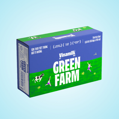 Thùng 48 ộp Sữa Tươi Tiệt Trùng Rất Ít Đường Vinamilk Green Farm 180ml